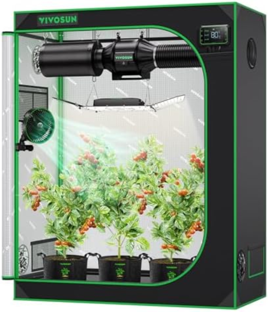 Vivosun 121,9 x 61 x 152,4 cm Idroponica Mylar, con vassoio Obeservation Finestr