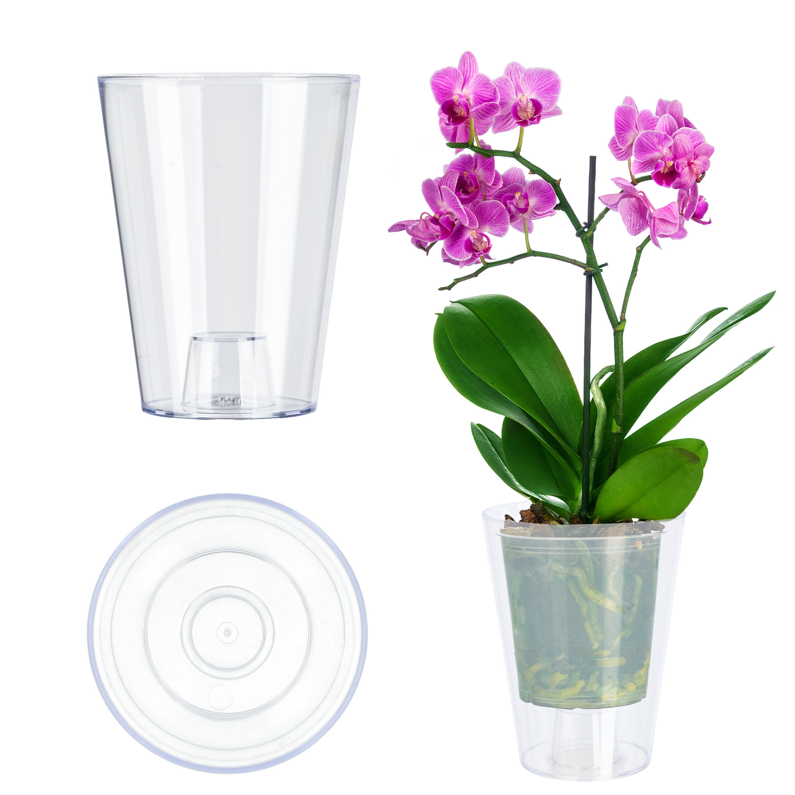 KADAX vaso da fiori, vaso per orchidee sottile, 12 cm, rotondo, trasparente