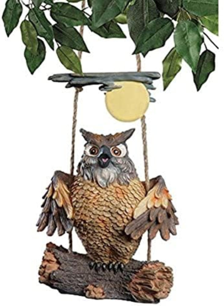 Design Toscano Owl Decor - Howie Scultura Hoot Owl Swinging - Night Owl Gifts -