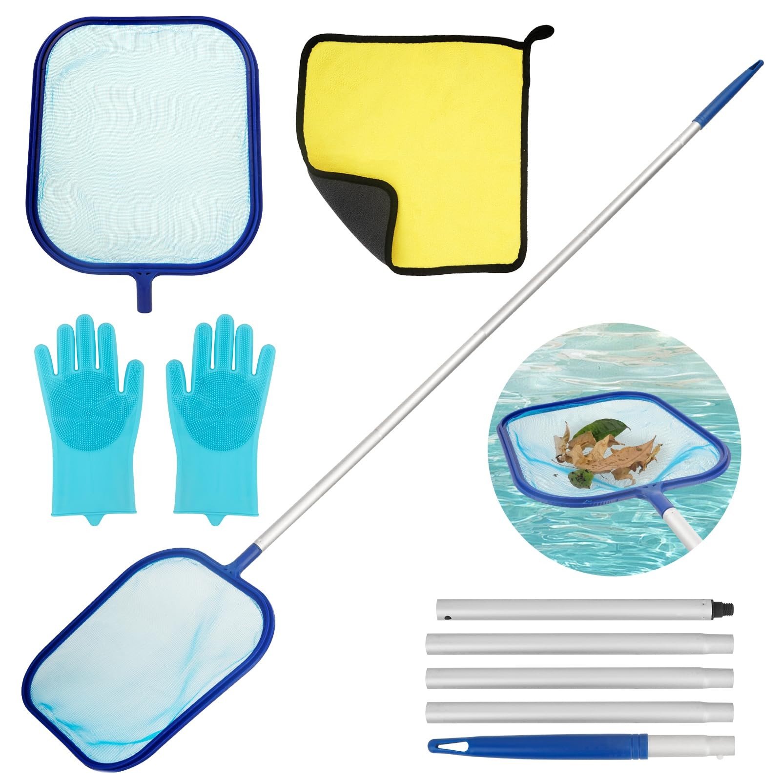 Retino Piscina 150 cm, Guadino Pesca Telescopico, Pool Kescher, Strumenti (K7x)