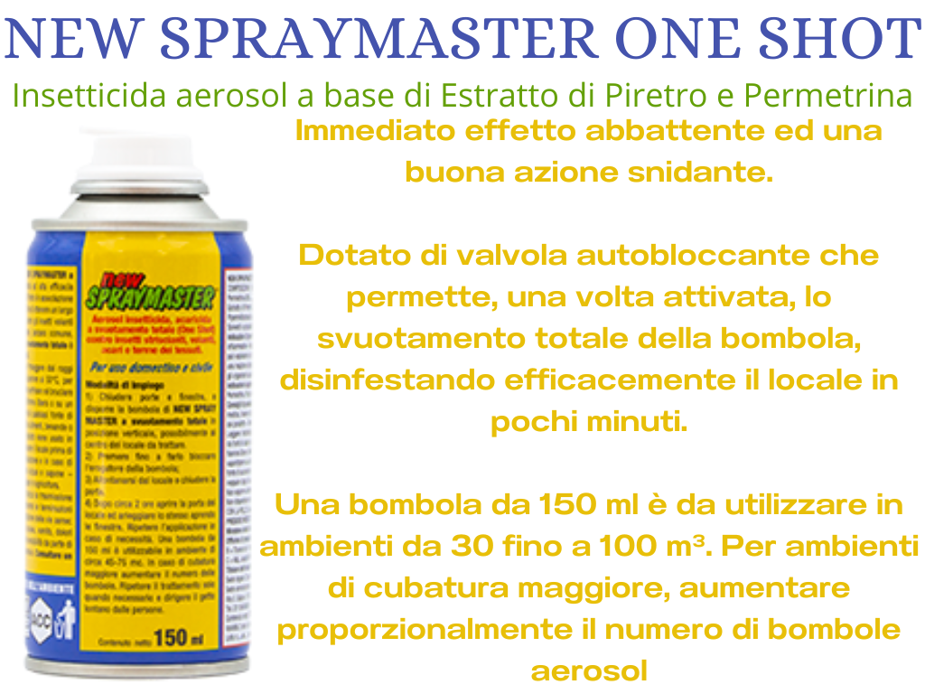 INSETTICIDA SVUOTAMENTO AUTOMATICO NEW SPRAY MASTER ONE SHOT AD AMPIO SPETTRO