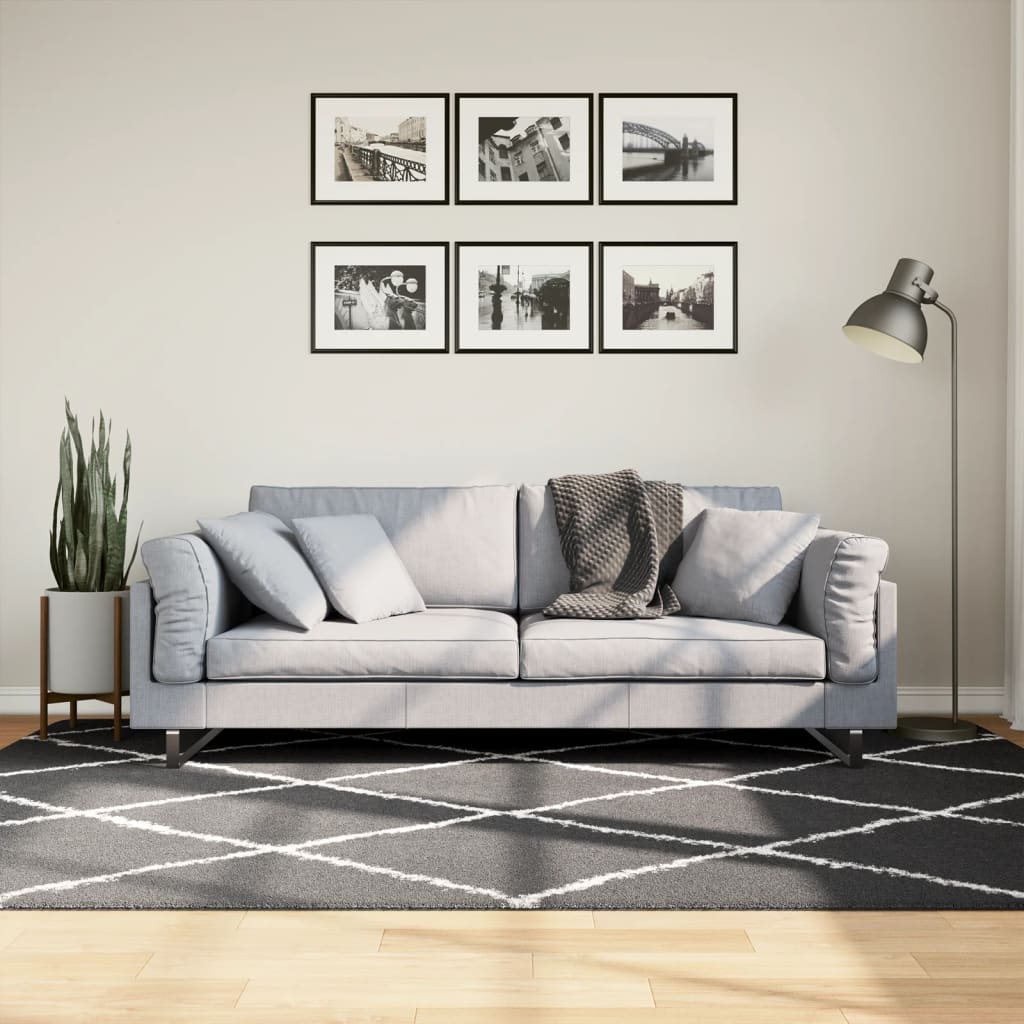 vidaXL Tappeto Shaggy PAMPLONA a Pelo Lungo Nero e Crema 160x230 cm