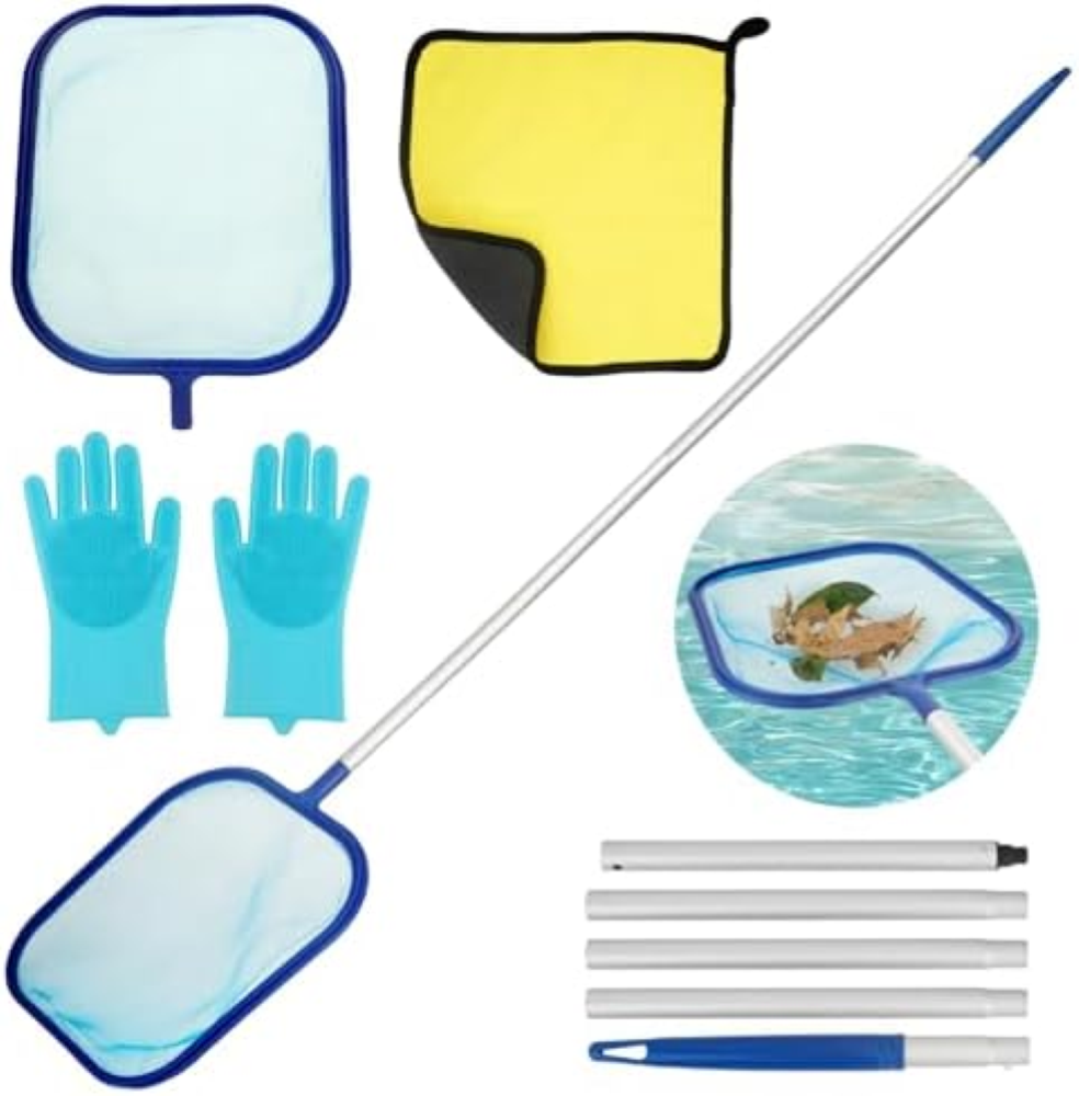 Retino Piscina 150 cm, Guadino Pesca Telescopico, Pool Kescher, Strumenti Pulizi