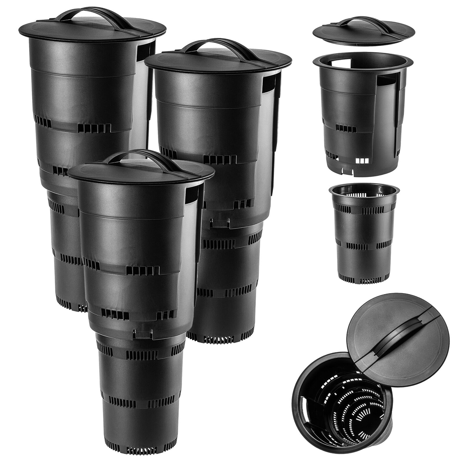 KADAX Compost per aiuole Compost da giardino sotterraneo in plastica, 3 pezzi...
