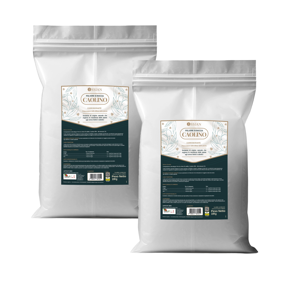 2 X Ossian CAOLINO MICRONIZZATO Rimedio naturale mosca olivo 10 KG