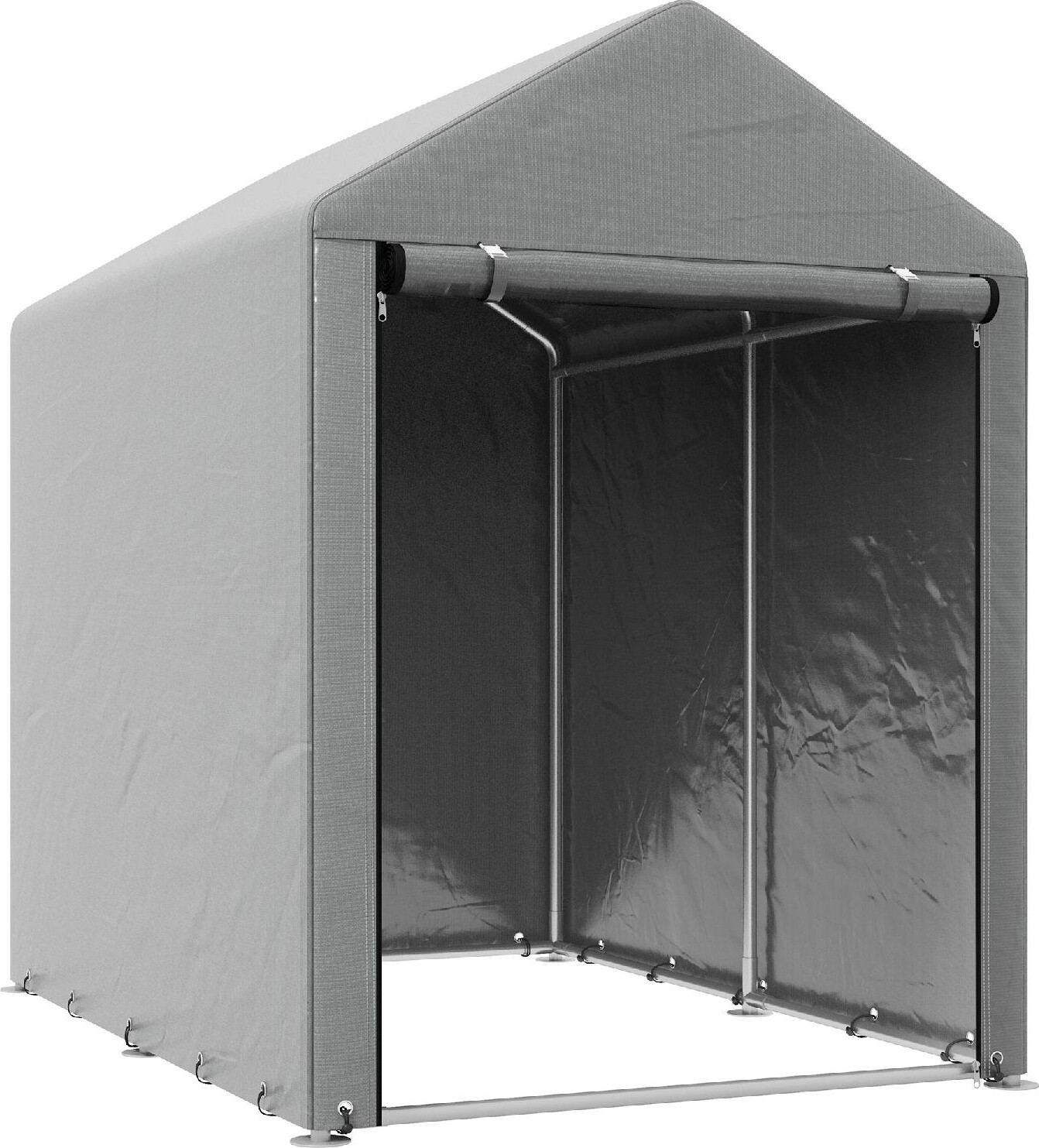 VivaGarden Tenda Garage Anti-UV Telaio in Metallo 120x179x165 cm Grigio Chiaro