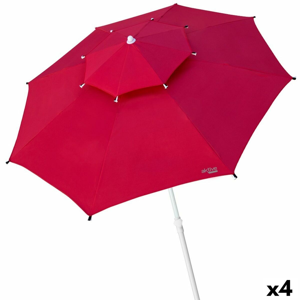 Ombrellone Aktive Rosso Metallo Fibra di Vetro 280 x 261 x 280 cm [4 Unità]