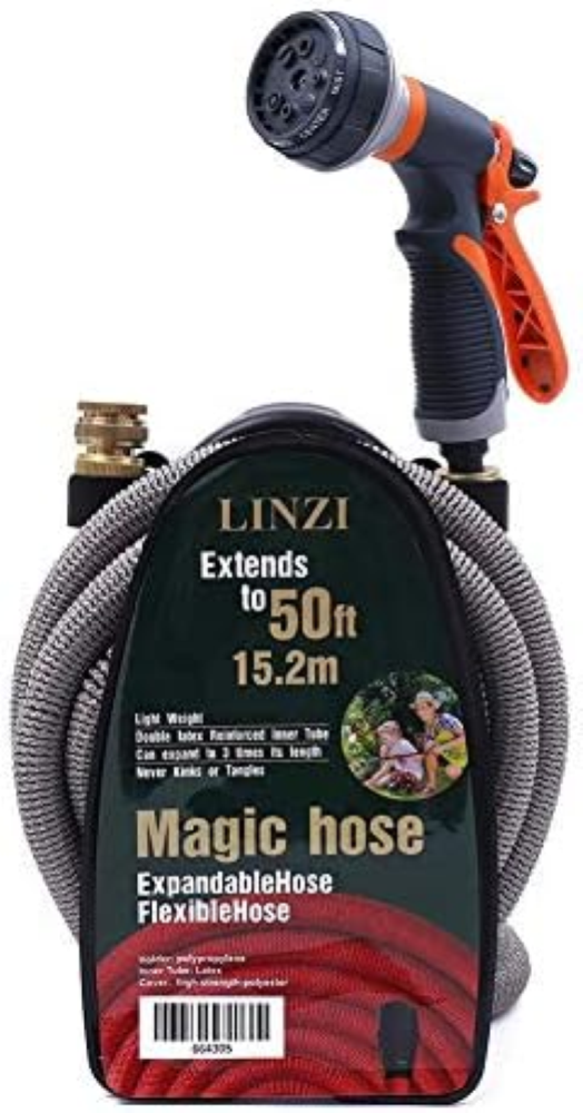 LINZI Expandable Garden Water Hose 15M 50FT Magic Hose Double Latex Inner Hose F