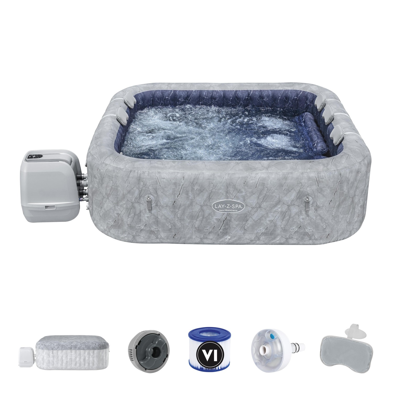 Idromassaggio gonfiabile Lay Z - Spa San Francisco - HydroJet Bestway grigio