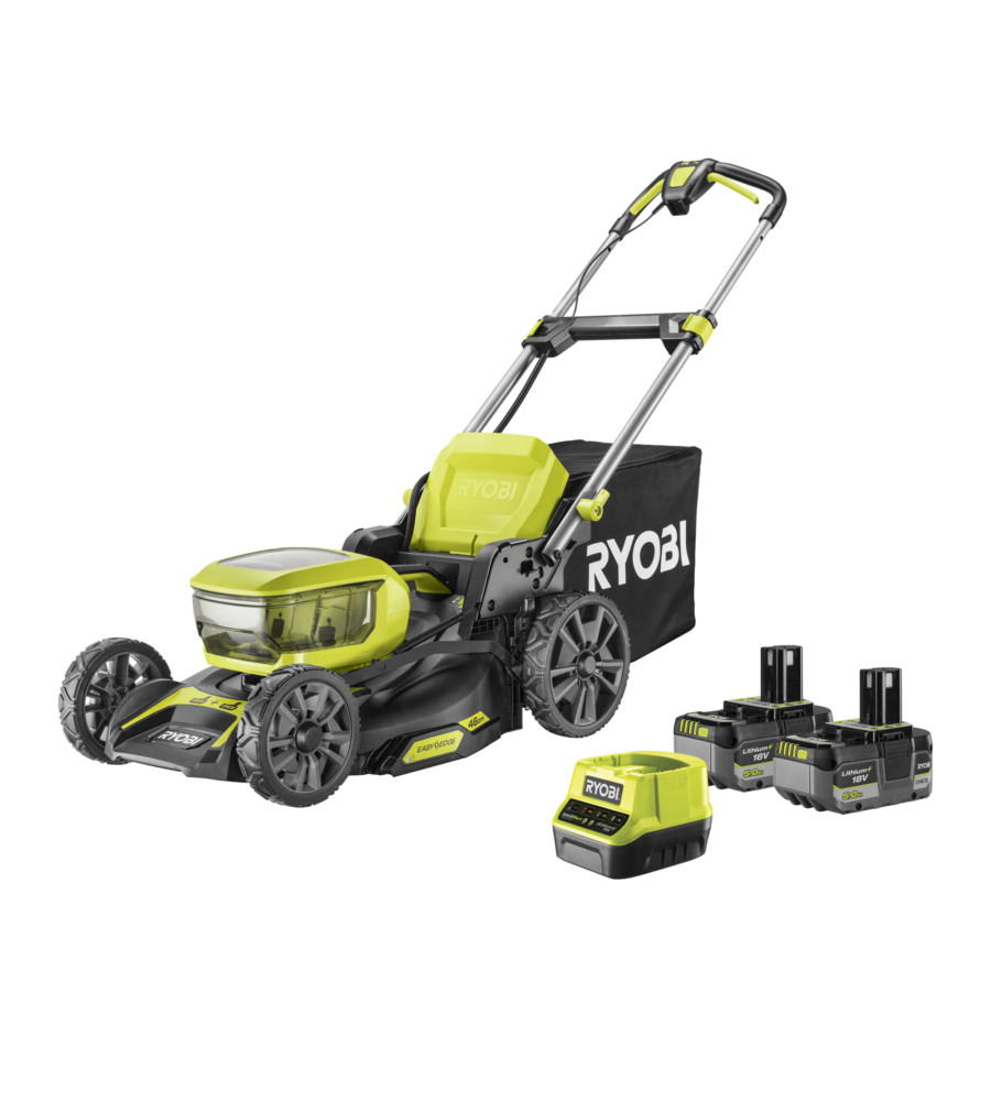 TAGLIAERBA A BATTERIA RYOBI "RY18LMX46A-250" TAGLIO 46 CM 18V, DUE BATTERIE 5...