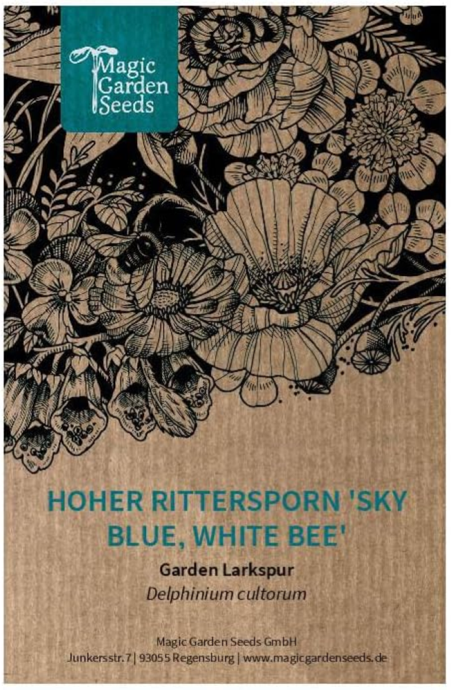 Delphinium 'Sky Blue, White Bee' (Delphinium cultorum) 10 semi Delphinium pianta