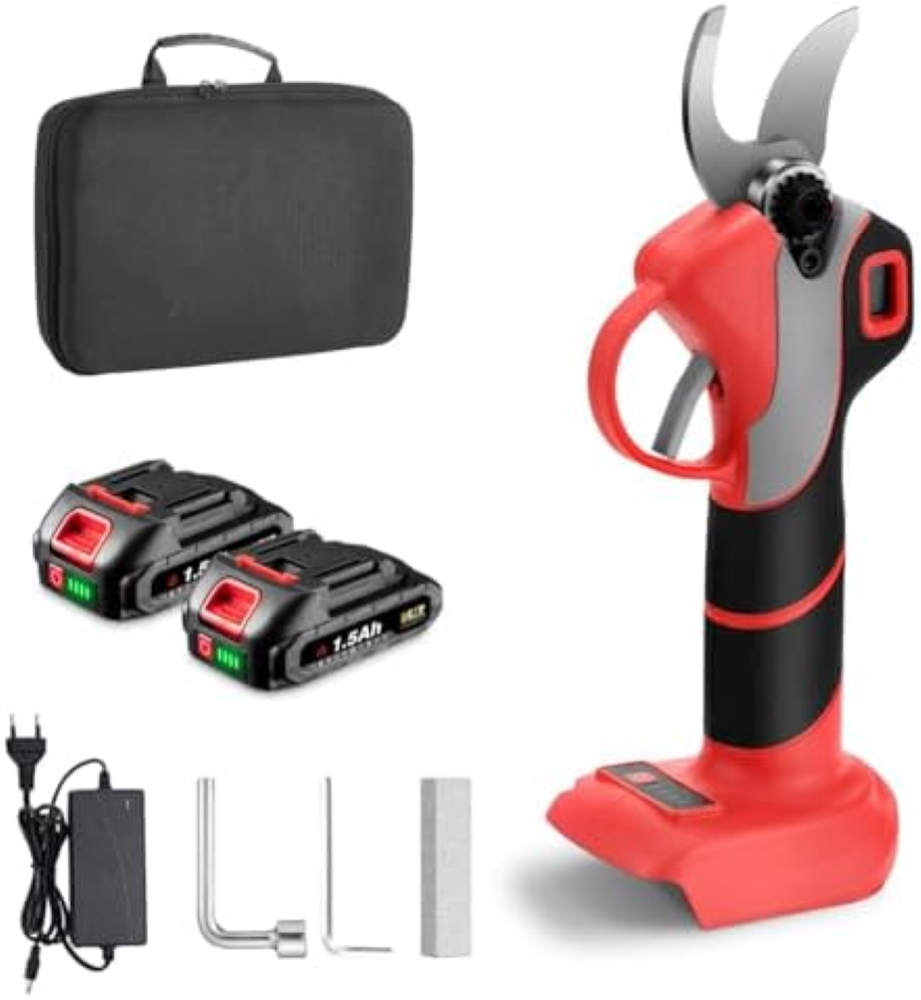 Troncarami a batteria con 2 batterie, forbici elettriche da giardino piccole, di
