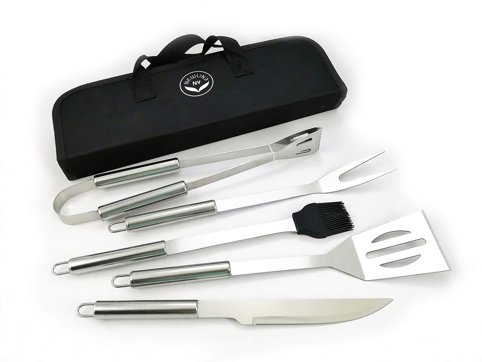 NewlineNY Stainless Steel BBQ Grill Tool Kit Set: 5 pcs (F0I)