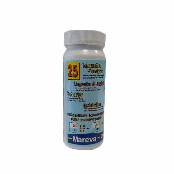 Kit Analisi Biguanide 25 Linguette Test Strips 4 Funzioni PHMB pH TH TAC Piscina