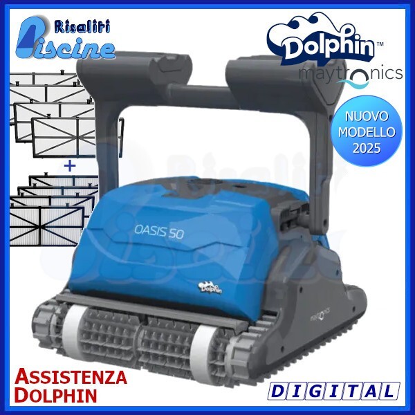 ROBOT DOLPHIN OASIS 50 DIGITAL PULITORE PISCINA FONDO PARETI LINEA ACQUA