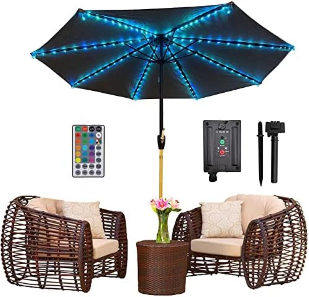 Patio Umbrella Lights, Solar String Lights, 104 LED Waterproof Solar Umbrella Li