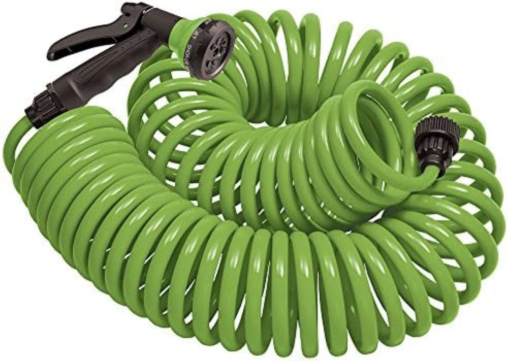Orbit 27389 50-Foot Coil Hose with Nozzle, Lime