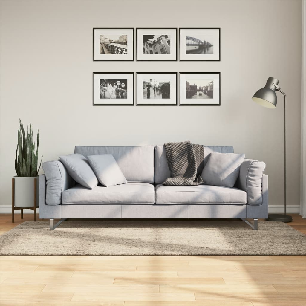 vidaXL Tappeto a Pelo Lucido Lungo ISTAN Effetto Beige 100x200 cm