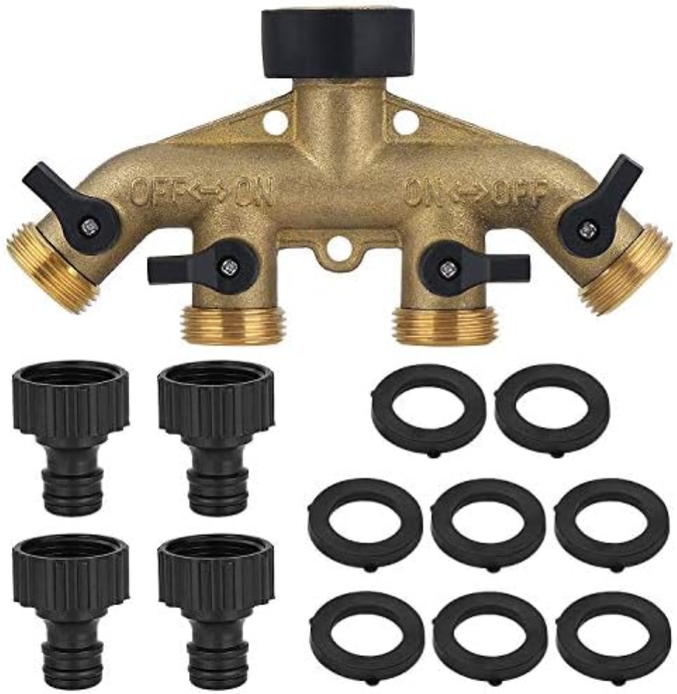 Brass 4 Vie Garden Acqua Tap Adapte Valve Splitter Hose Pipe Tap Connettoreï¼ŒAd
