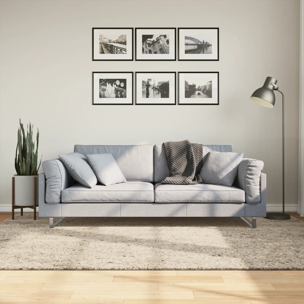 vidaXL Tappeto a Pelo Lucido Lungo ISTAN Effetto Beige 160x230 cm