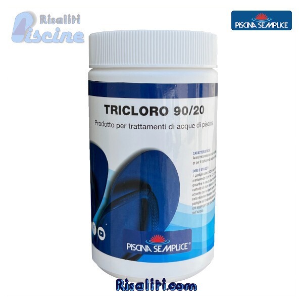 TRICLORO 1 KG CLORO LENTO PISCINA SEMPLICE PASTIGLIE 20 GRAMMI PER MINI PISCINE