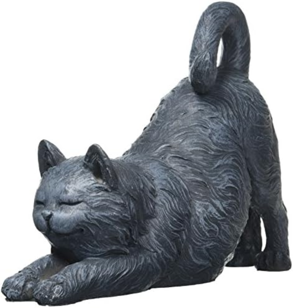 Design Toscano QL57118 Statua Gatto Giocoso Che Si Stira, Grigio