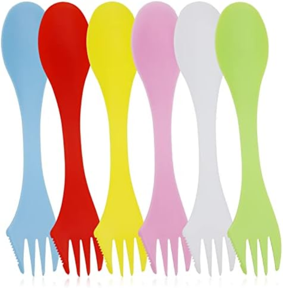 6 Pezzi Spork in plastica, Spork da campeggio portatile e riutilizzabile Posate