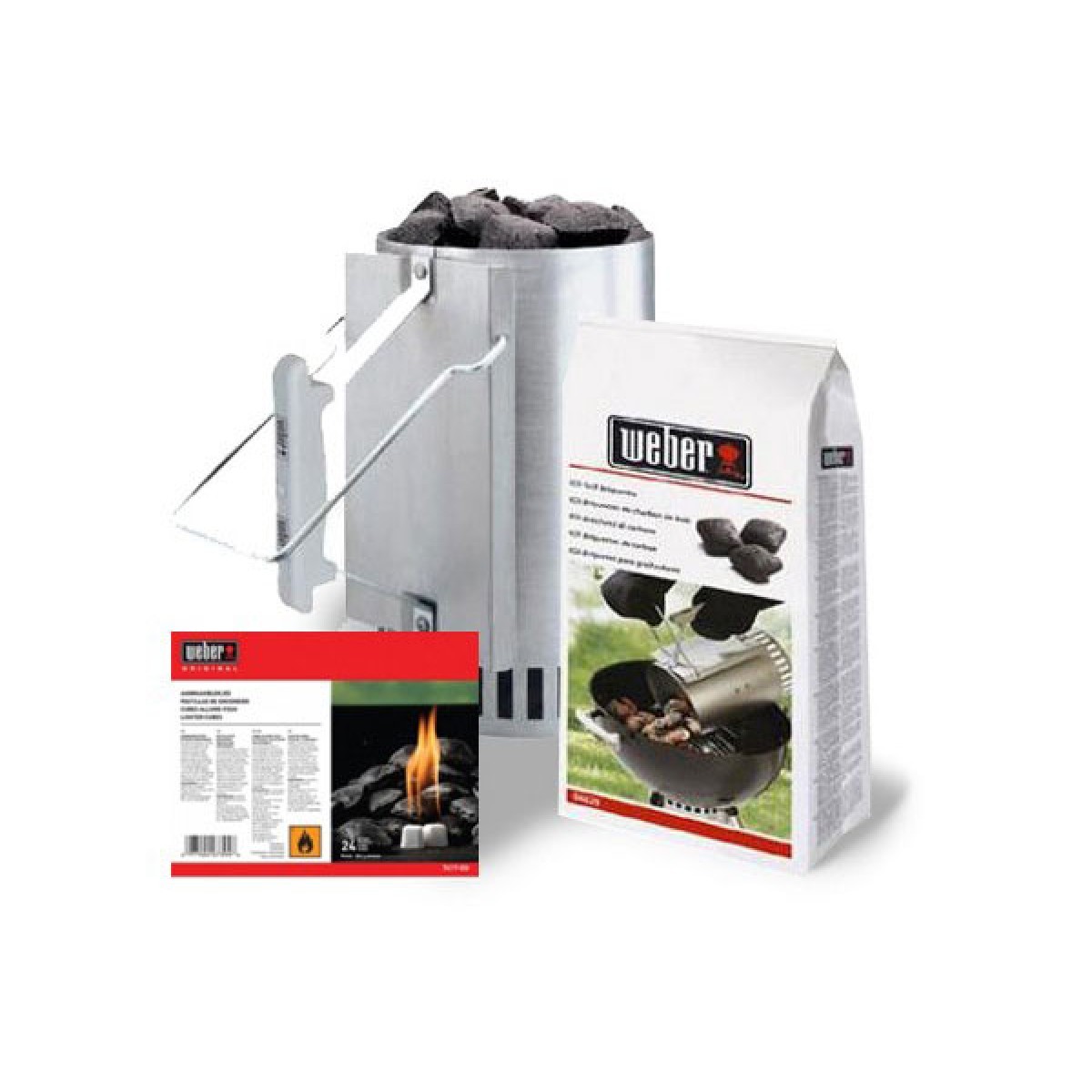 Kit Ciminiera accensione 1013 Weber con 2 kg bricchetti e 6 cubetti accendi fuoc
