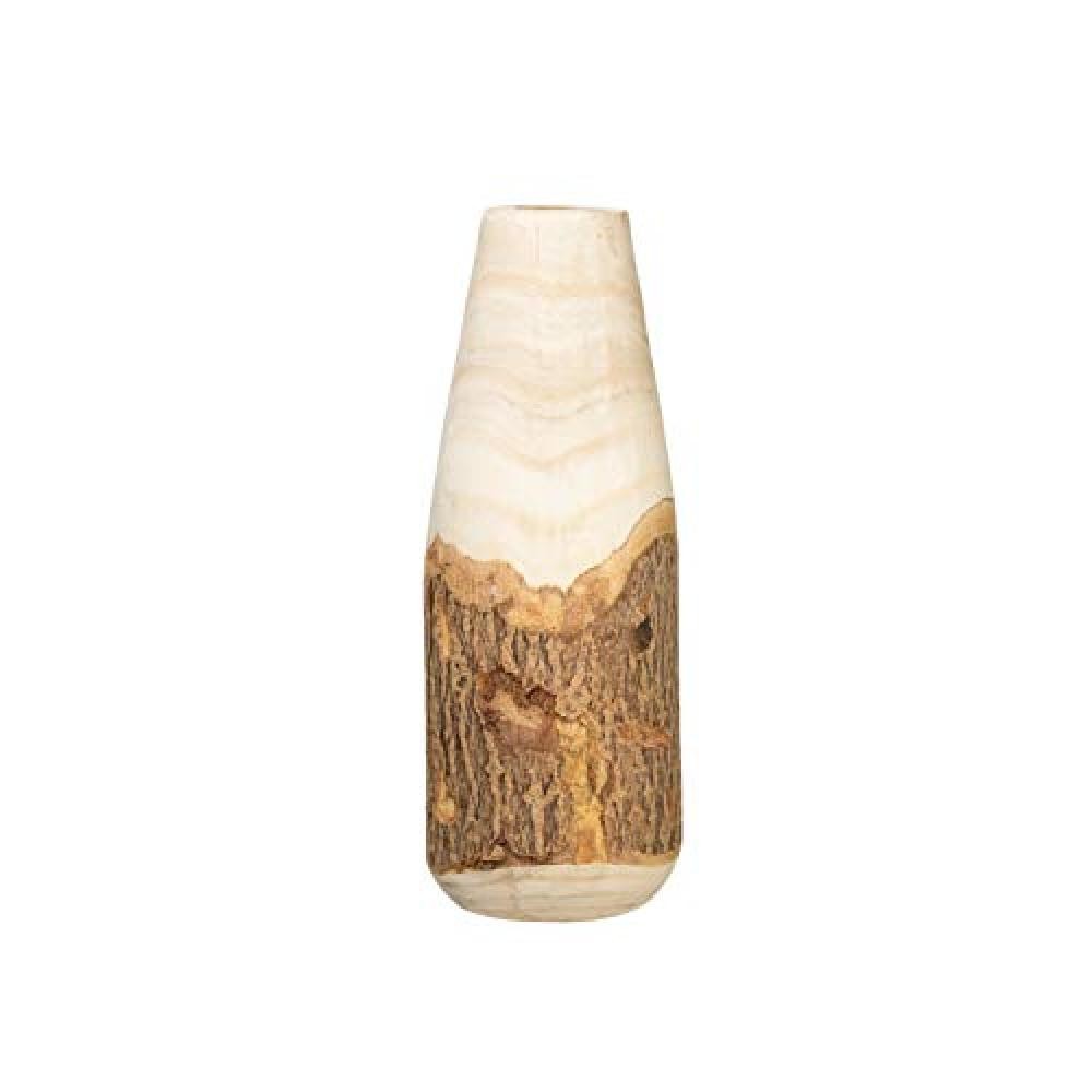 (TG. 16") Creative Co-op Carved Paulownia Wood Vase with Live Edge (Each One Wil