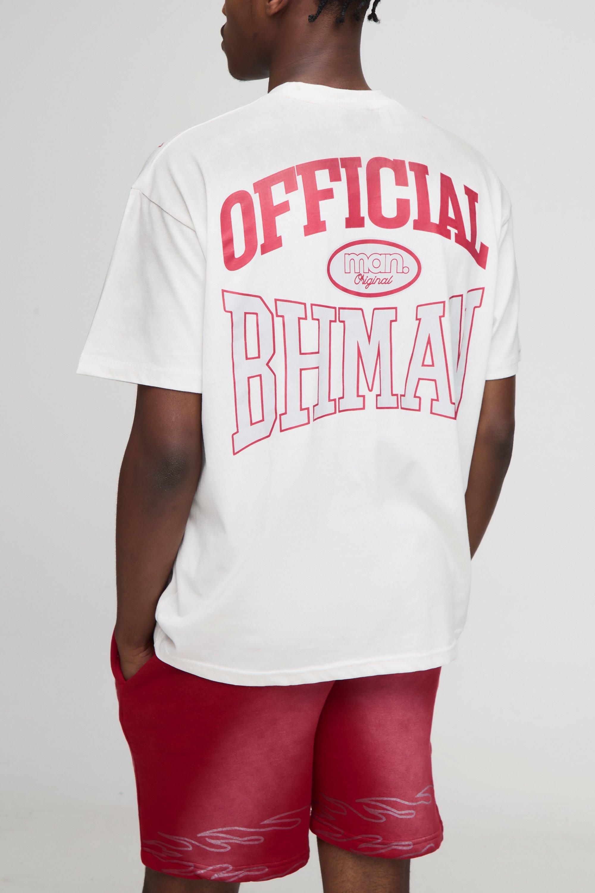 Red Oversized Spray Wash T-Shirt And Relaxed Jersey Shorts, Rosso