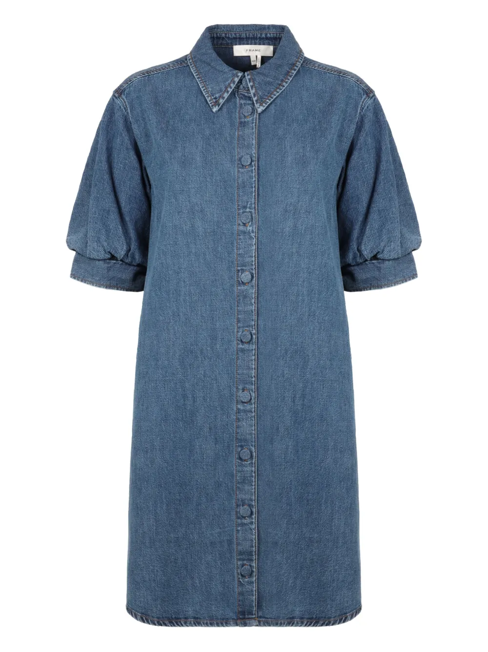 FRAME puffed-shoulder denim shirtdress - Blu