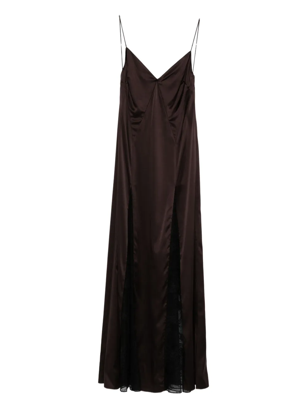 STAUD Trinity lace-insert maxi dress - Marrone