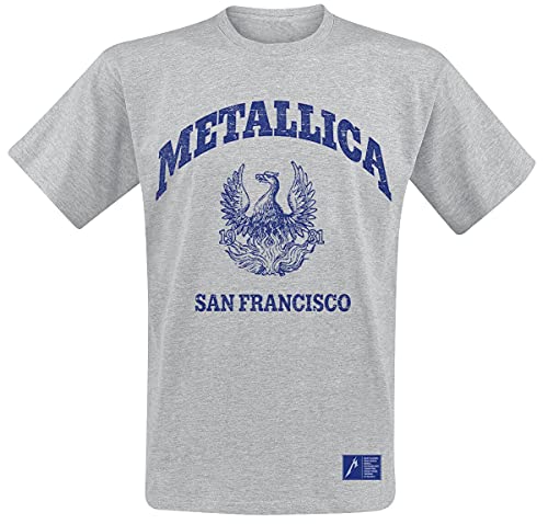 Metallica College Crest Uomo T-Shirt Grigio M 90% Cotone, 10% Poliestere Regular