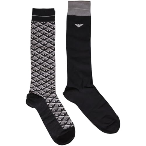 Emporio Armani Man Socks Set 2 Calze Lunghe 302301 4F283, Nero Aqu-Nero 39921, Taglia Unica