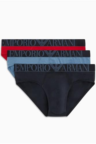 Emporio Armani 3-Pack Brief Mutande Bambino, Avio/Rosso/Marine, S (Pacco Da 3) Uomo