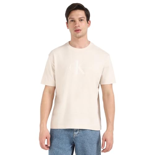 Calvin Klein Shiny Moj30J327109 Maglietta S/S, Moonbeam, M Adulto
