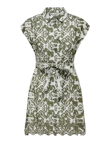 Only Onllou Emb S/S Shirt Dress Ptm Abito Estivo, Kalamata/Aop: Urben Etnico, S Donna