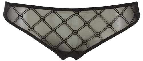 Emporio Armani All Over Mesh Monogram Brasilian Underwear, Nero, S Women'S