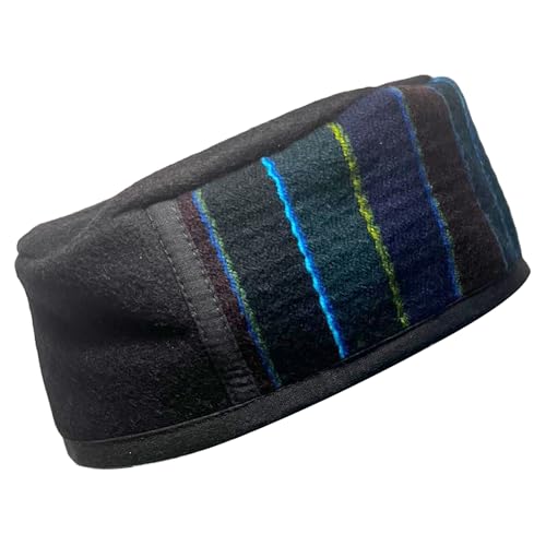 Thorness Berretto Da Fumo In Lana Nepalese Fatto A Mano, Leggero, Elegante, Con Accenti Tradizionali Tibetani, Taglia 58 Cm, M, Nero , 7125