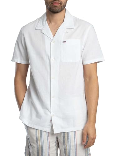 Tommy Hilfiger Tjm Linen Blend Camp Ss Ext Camicia Da Uomo, Natur, M