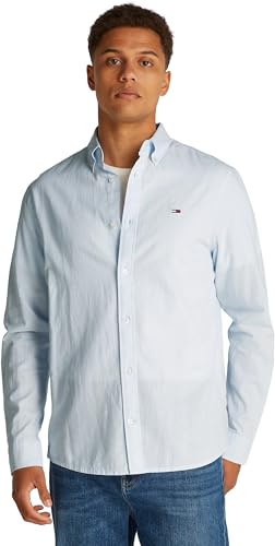 Tommy Jeans Tjm Reg Linen Blend Ls Shirt Ext, Camicia L/S Uomo, Blu (Sweet Blue), 3Xl