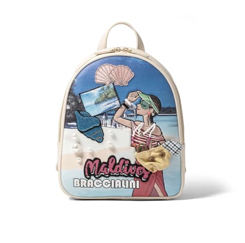 Braccialini Zainetto Con Chiusura A Zip E Spallacci Regolabili Con Fibbia, Dal Design Creativo Dell’Iconica Linea Cartoline Dettagli Dell'Illustrazion