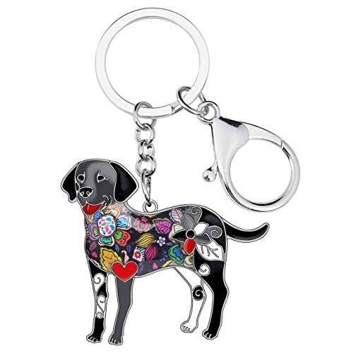 Newei Smalto Labrador Anelli Portachiavi Cane Cute Labrador Regali Per Le Donna Donna Ragazza Amanti Dei Cani (Schwarz)