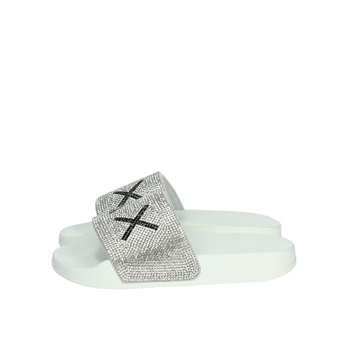 Sun68 Slippers Logo Strass Bianco 01 Girl'S Zs25Su23 X35405 34