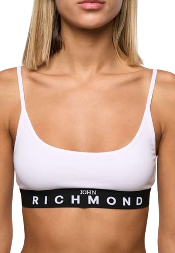 John Richmond Bra Riviere, Reggiseno Bralette Jersey Stretch Con Banda Elastica Personalizzata Con Logo Vestibilità Regolare Bianco L