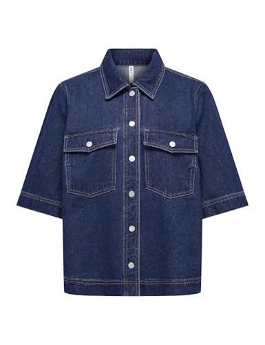 Only Onlbelle S/S Shirt Dnm Gua Noos, Blu Jeans Scuro, M Donna