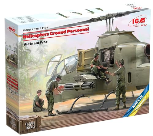 Icm 1:35-Personale Di Terra Degli Elicotteri (Guerra Del Vietnam) Kit Modello In Scala, Grigio, Taglia Unica Uomo