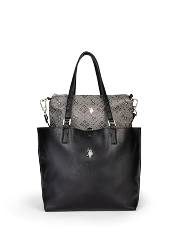 U.S.Polo Assn. - Borsa Shopper In Poliuretanica, Nero (29 X 14 X 27 Cm)