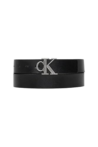 Calvin Klein Monogram Plaque 35Mm Rev/Adj Lv04G7002G Cintura, Purple (Black/Bitter Brown/Antique Silver), 120 Adulto