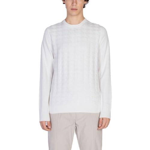 Antony Morato Maglie Cotton Wool Blend Yarn With Jacquard 3D Mmsw01453-Ya200066 Bianco - 146387000008_L